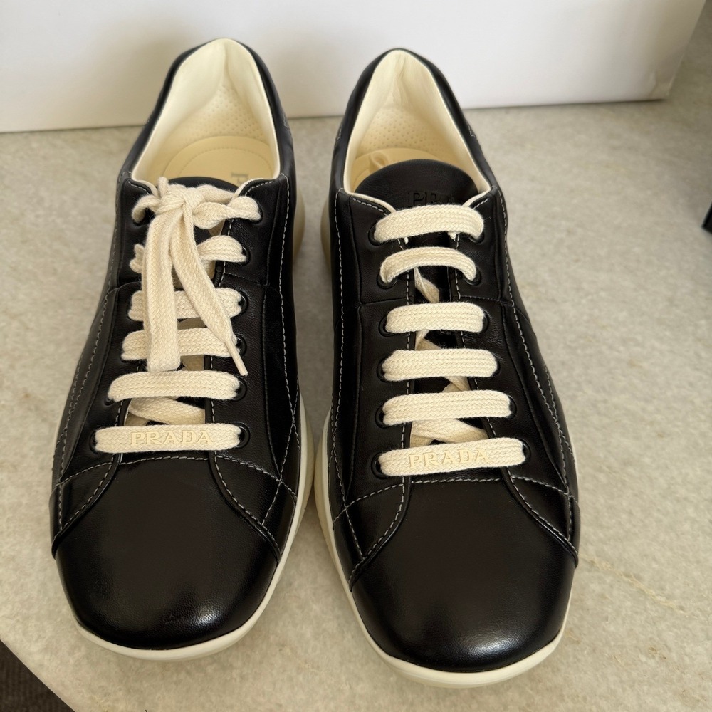 Prada re-edition Men's Black Nappa Leather Sneakers Shoes 2EE429, Size UK 11 - Picture 7 of 16